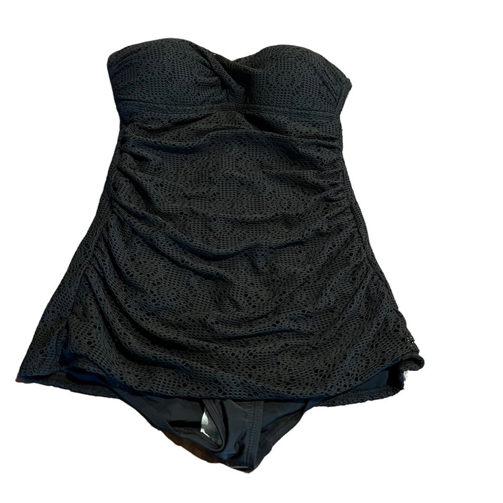 Merona Women’s Black Lace One Piece Swim Suit Size Small